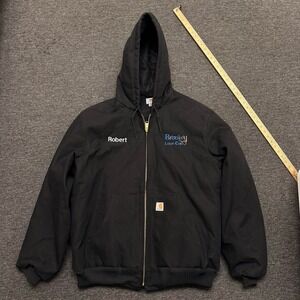 Carhartt Active Jacket Mens XLT Black Thermal Lined Duck Canvas Hooded Work